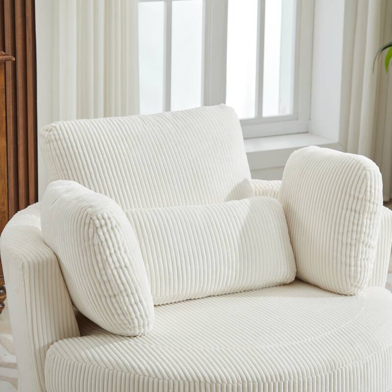 Upholstered Swivel Barrel Armchair Club Chair With Metal Base