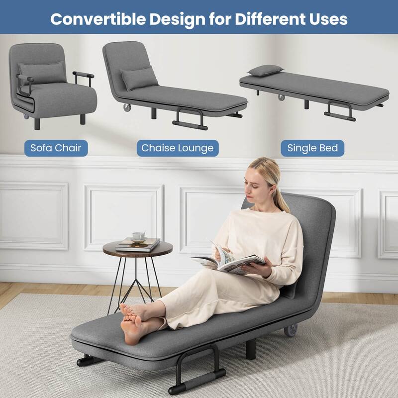 Costway 3-in-1 Convertible Sofa Bed with 5-Position Adjustable
