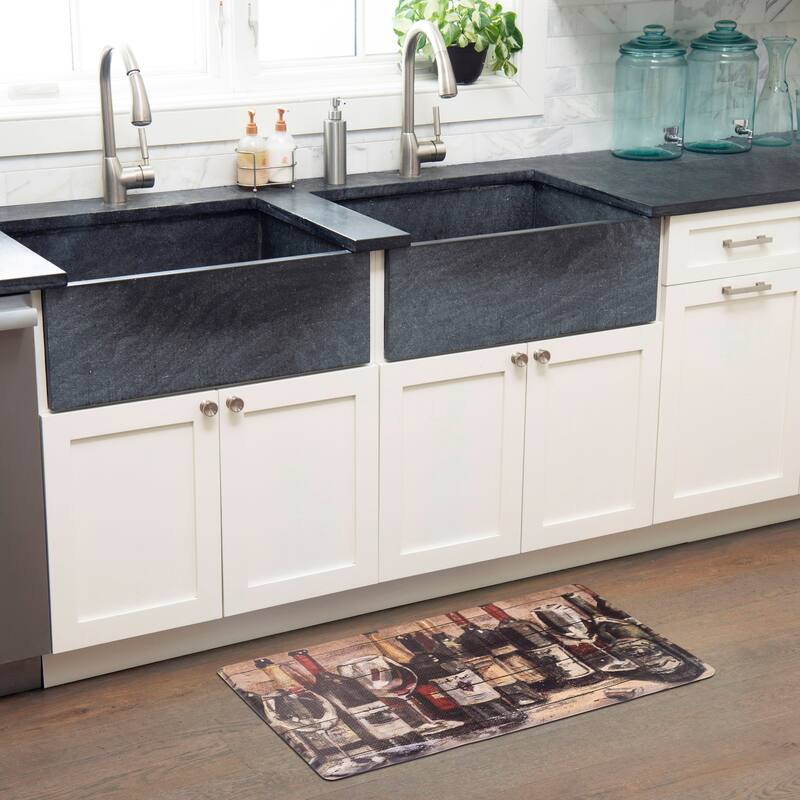 SoHome Cozy Living Wine Collection Anti-Fatigue Kitchen Mat, Brown/Red