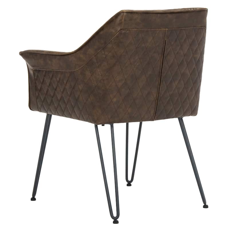 SAFAVIEH Beverley 19"H Brown Leather Dining Chair (Set of 2) - 26.8" x 24" x 31.3" - 27Wx24Dx31H