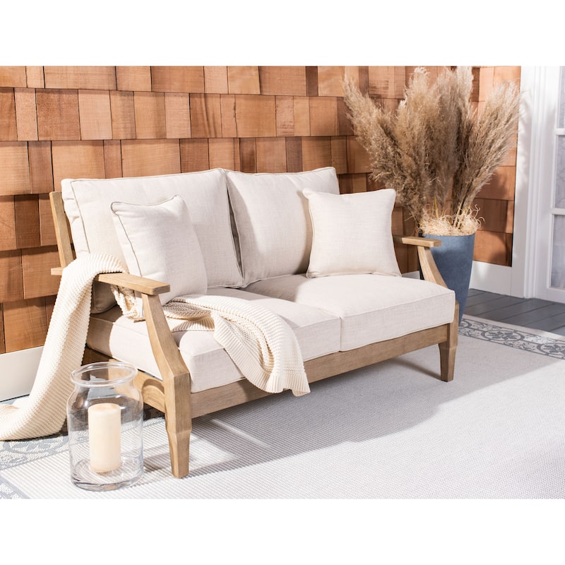 SAFAVIEH Couture Martinique Wood Patio Loveseat - 56"W x 35"D x 32"H