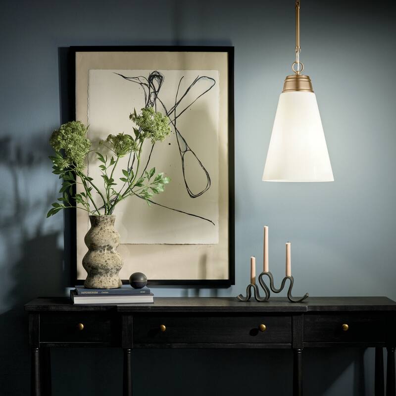 Kichler Lighting Marsailli 19" 1-Light Medium Pendant with Opal Glass in Champagne Bronze - 11.5