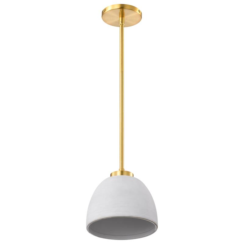 Collins 8 Inch Mini Pendant with White Ceramic - Brushed Brass