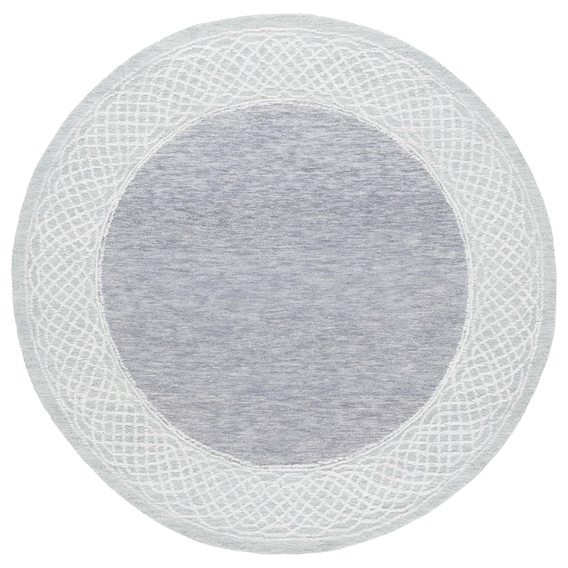 SAFAVIEH Handmade Ebony Pegah Border Wool Rug - 6' Round - Grey/Ivory