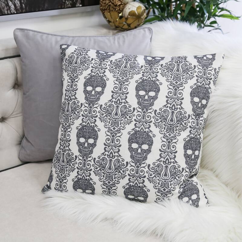 Gothic Damask Skull Throw Pillow