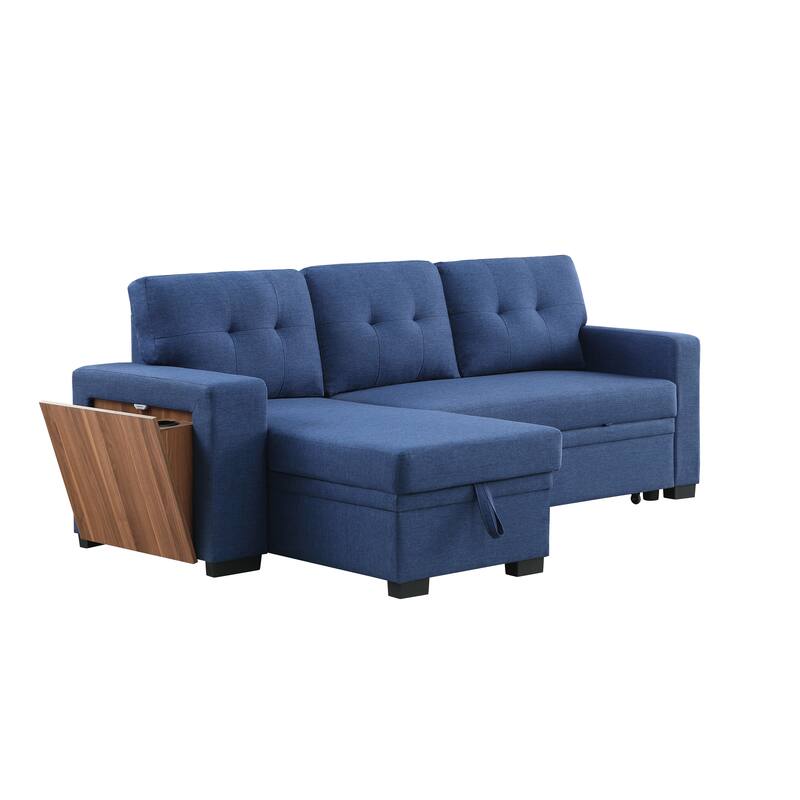 Blue Linen 3-Piece Upholstered Sectional Sofa