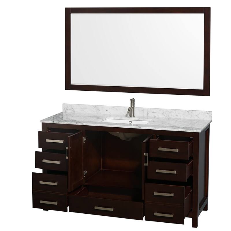Wyndham Collection Sheffield Single Vanity Set, 58-inch Mirror