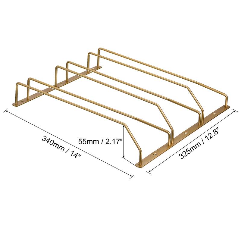 Wine Glass Rack Under Cabinet 14-Inch for Shelf Kitchen Bar Decor 3 Rows, Gold - Gold