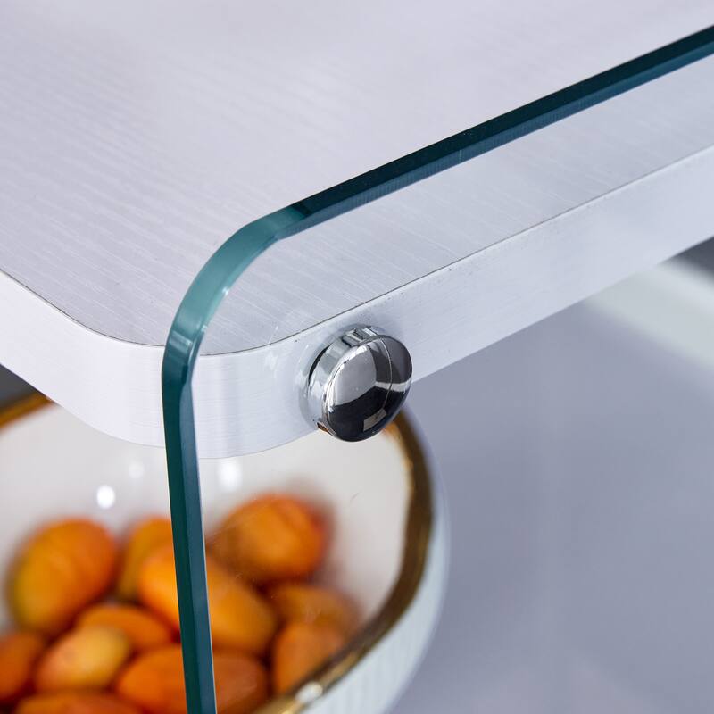 Three Levels Of Bedside Tables, Board Surface Is MDF, And Both Sides Are Tempered Glass, With Storage Function