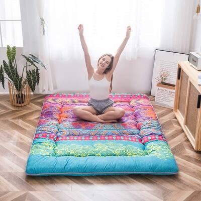 Bohemian Retro Floor Mattress Vintage Floral Japanese Futon Mattress