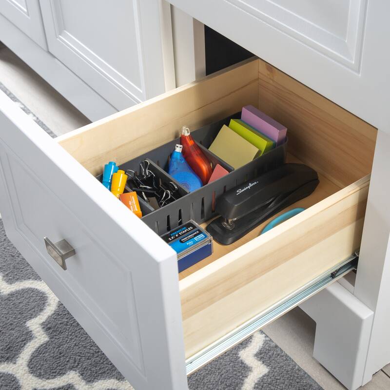 Simplify Slim Stackable Organizer Bin with Adjustable Dividers in Grey