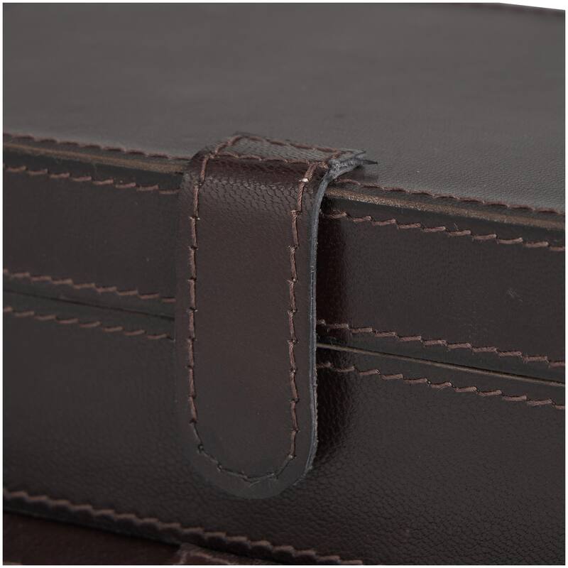 Leather Handmade Decorative Box with Hinged Lid - Set of 2 Gray, Brown, Dark Brown, Gold, Silver - Roche River Decor