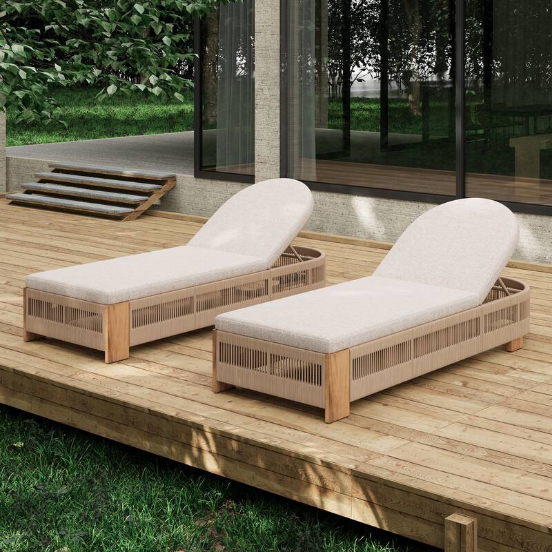 Spruce & Spring Khloe Outdoor Chaise Lounge Chair, Acacia wood Pool Chair