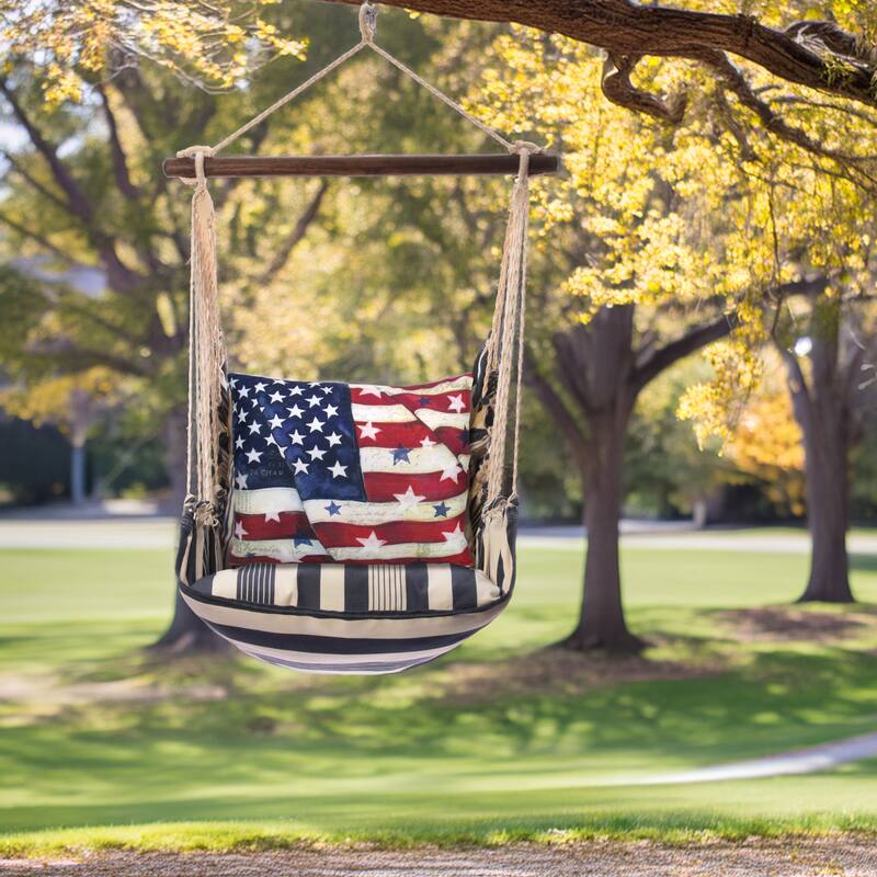 Magnolia Casual Swing Set 4 piece - Marina Stripe w/ American Flag with Stars