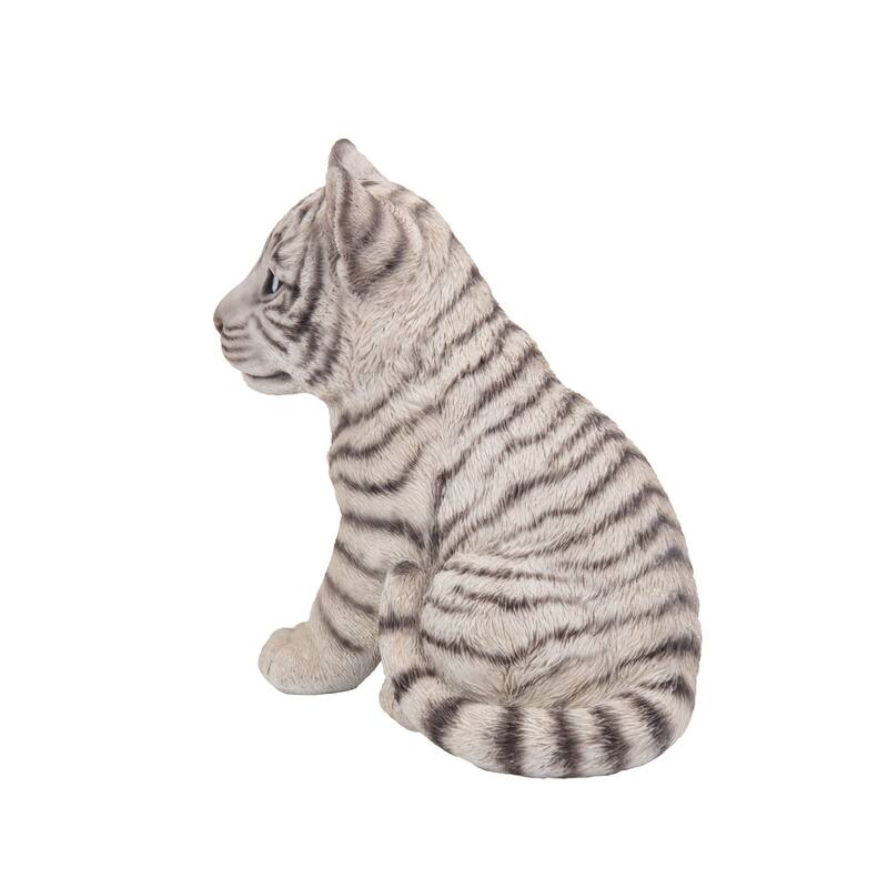 Sitting Tiger Cub Outdoor Garden Statue - 9.5"
