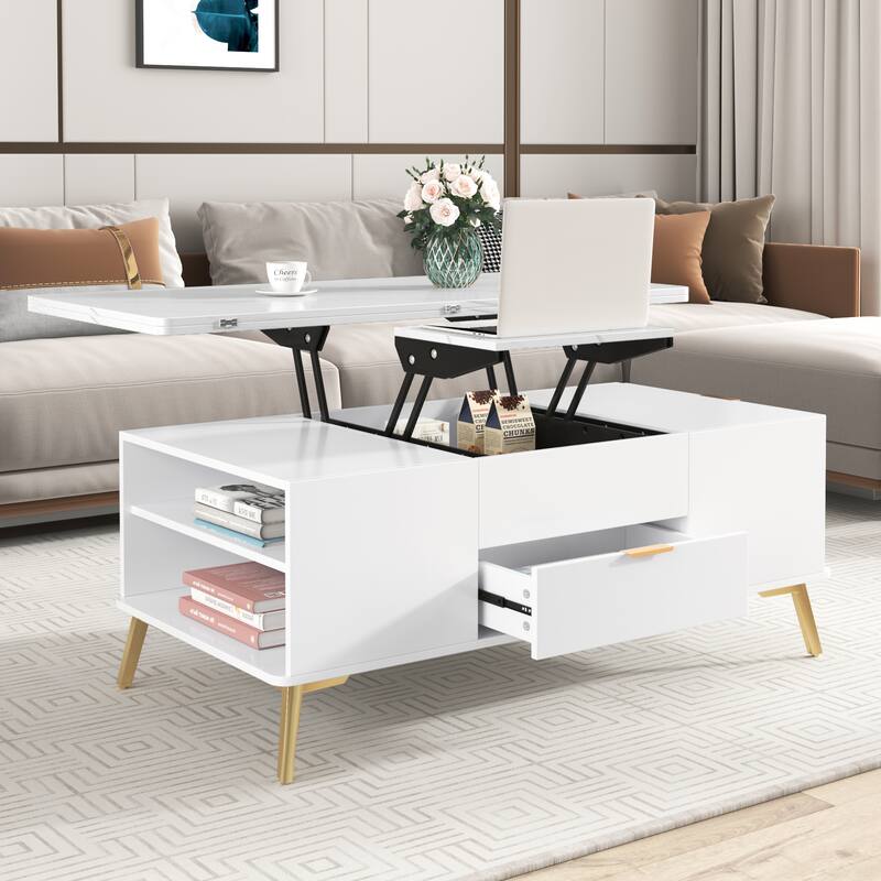Lift Top Coffee Table with Drawers and Multi Functional Table