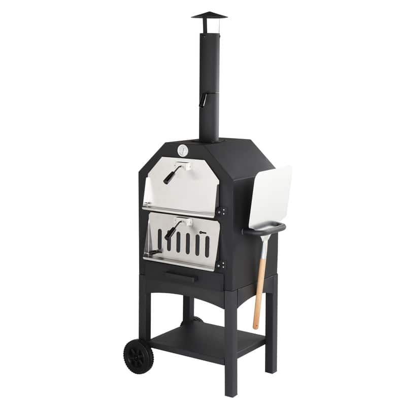Outdoor Black Wood Fired Pizza Ovenr for Backyard and Camping