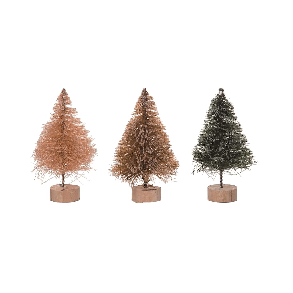 Transpac Fall/Harvest Small Bottle Brush Tree Set of 3 Christmas Home Decorations