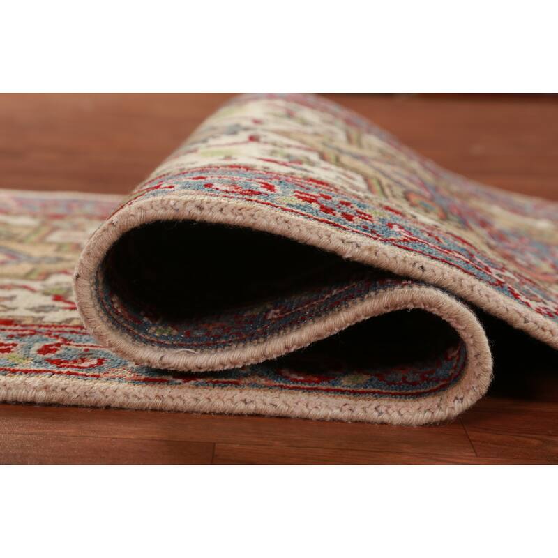 Ivory Heriz Serapi Indian Runner Rug Hand-Knotted Wool Carpet - 2'5"x 8'0"