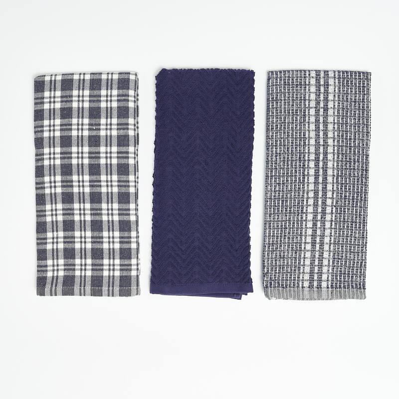 Nautica Home 100% Cotton Navy 18 in. x 28 in. Kitchen Towels (3 Piece Set)