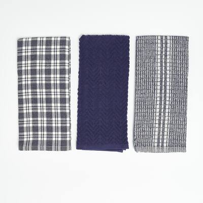 Nautica Home 100% Cotton Navy 18 in. x 28 in. Kitchen Towels (3 Piece Set)