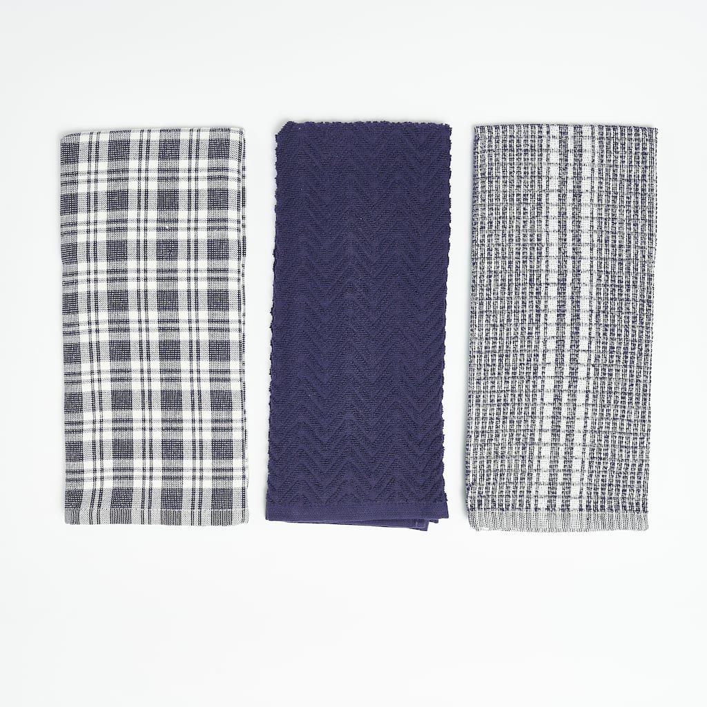 Nautica Home 100% Cotton Navy 18 in. x 28 in. Kitchen Towels (3 Piece Set)