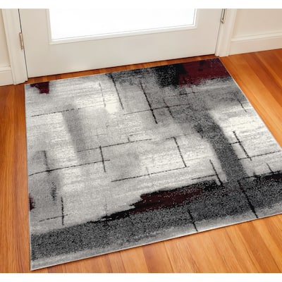 HomeRoots Abstract Abstract Square Area Rug - 27.00 in. x 24.00 in. x 0.30 in.