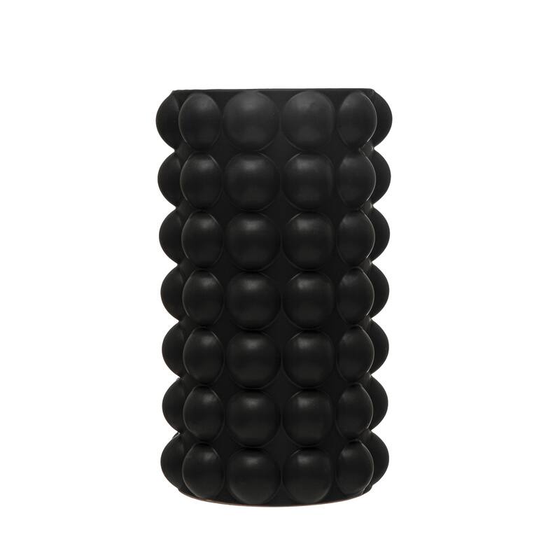Stoneware Umbrella Holder/Vase with Raised Dots and Matte Finish - 9.3"L x 9.3"W x 16.1"H - Black