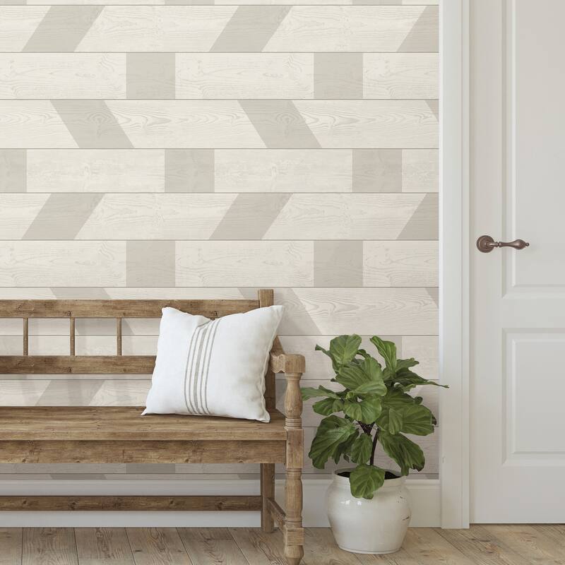 Scott Living Natural Graphic Shiplap Self Adhesive Wallpaper