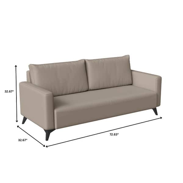 dimension image slide 2 of 3, Inno 3-Seater Modern Leather Sofa Couch with Solid Wood Frame, Stainless Steel Legs and Detachable Back Cushions