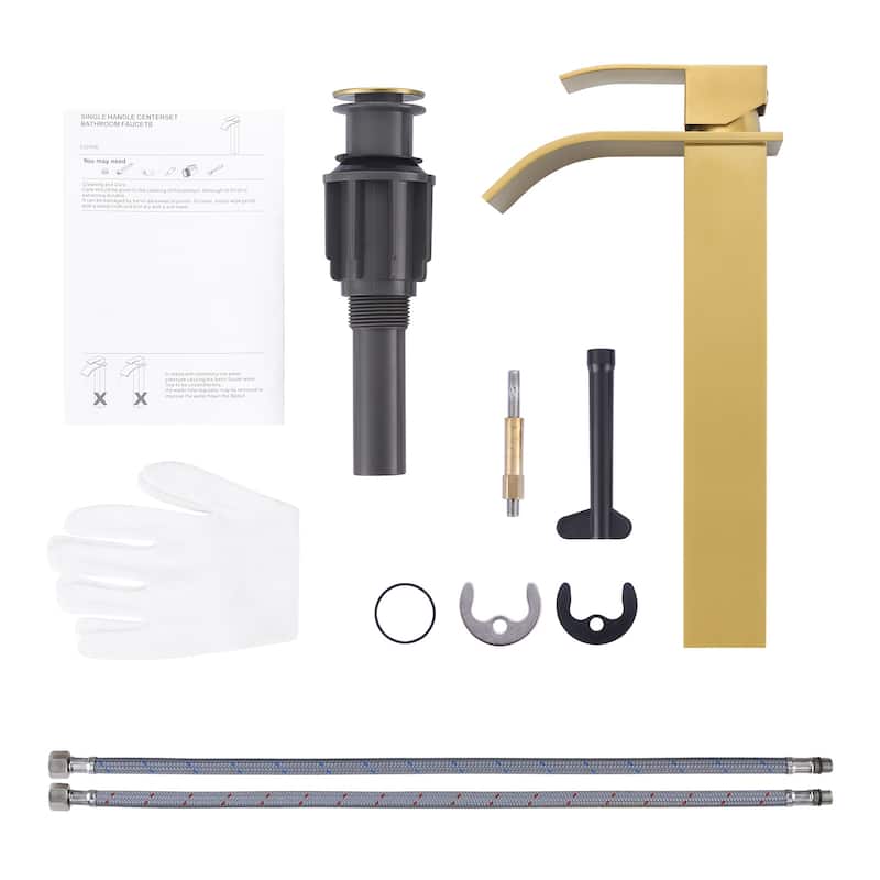 WOWOW Single Handle Single Hole Waterfall Bathroom Vessel Faucet
