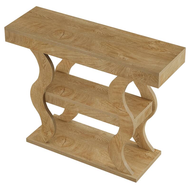 Console Table for Entryway, 3-Tier Wood Sofa Table with Storage Shelves for Living Room, Hallway, Foyer, Entrance