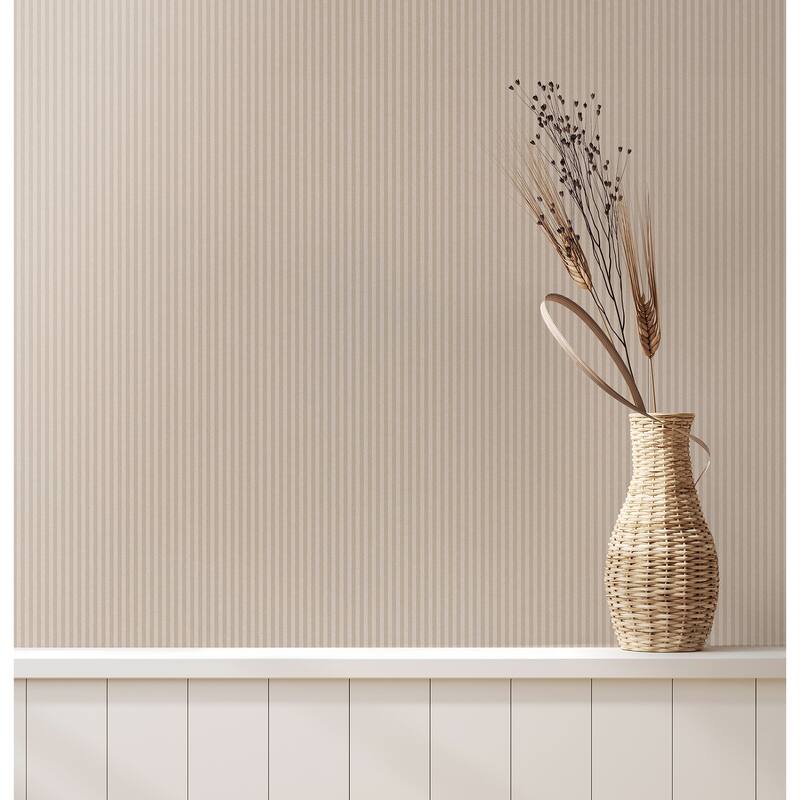 Ticking Beige Stripe Wallpaper