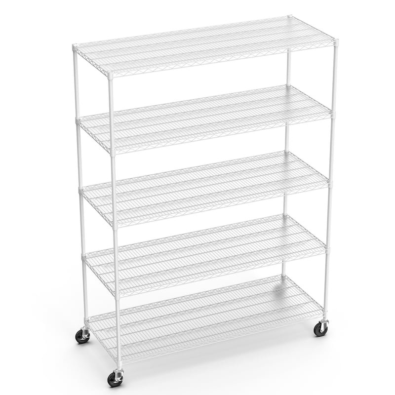 5 Tier Shelf Wire Shelvin,with Wheels & Shelf Liners