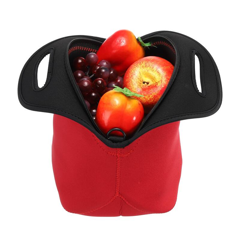 Neoprene Lunch Tote Bag with Shoulder Strap, Small Multicolor Circle Pattern - Multicolor Circle Pattern