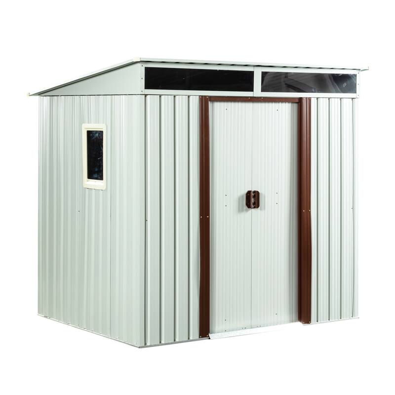 GDF Studio - Ardent Outdoor Metal Storage Shed with Window and Metal Foundation