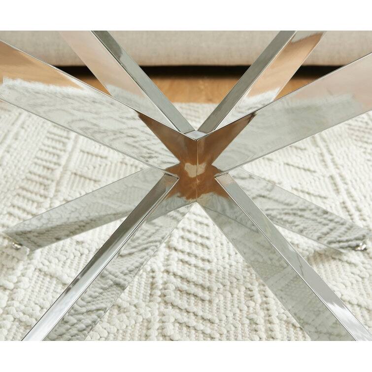 35.4" Round Coffee Table With Glass Top