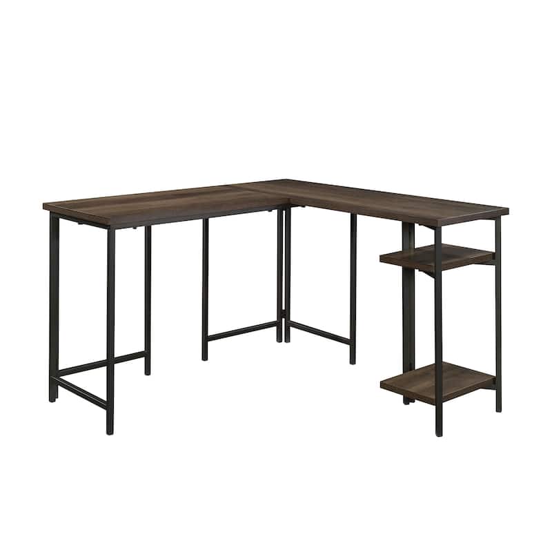 Wood L-Shaped Desk with Rustic Style, Brown