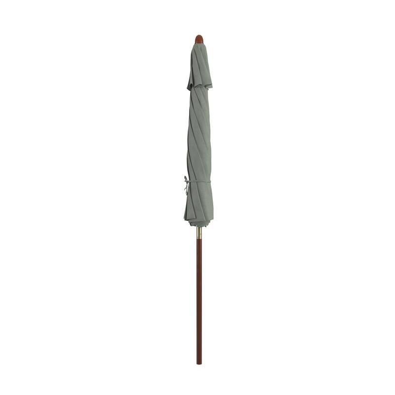California Umbrella 9ft Marenti Wooden Sunbrella Patio Umbrella with Sunbrella Fabric, Base Not Included