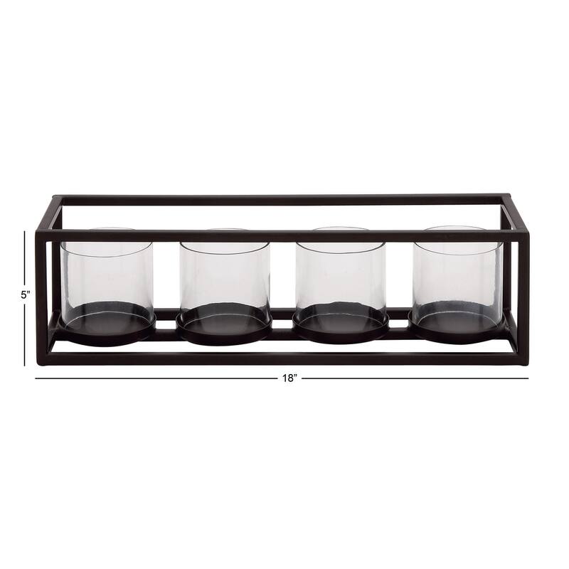 Metal 5 Glass Sleeve Candelabra - Black - Roche River Decor