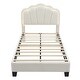 preview thumbnail 18 of 48, Twin/Full Size Upholstered Bed Frame with Flower Shaped Headboard, Elegant Platform Bed with Wooden Slats Support & LED Light