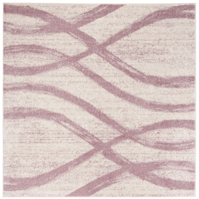 SAFAVIEH Adirondack Lelia Modern Abstract Distressed Rug - 6' Square - Cream/Purple