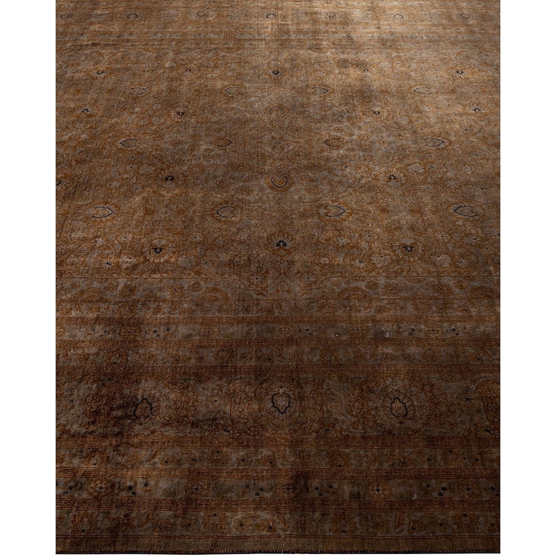 Overton Hand Knotted Wool Vintage Inspired Modern Contemporary Overdyed Brown Area Rug - 8' 1" x 10' 5"