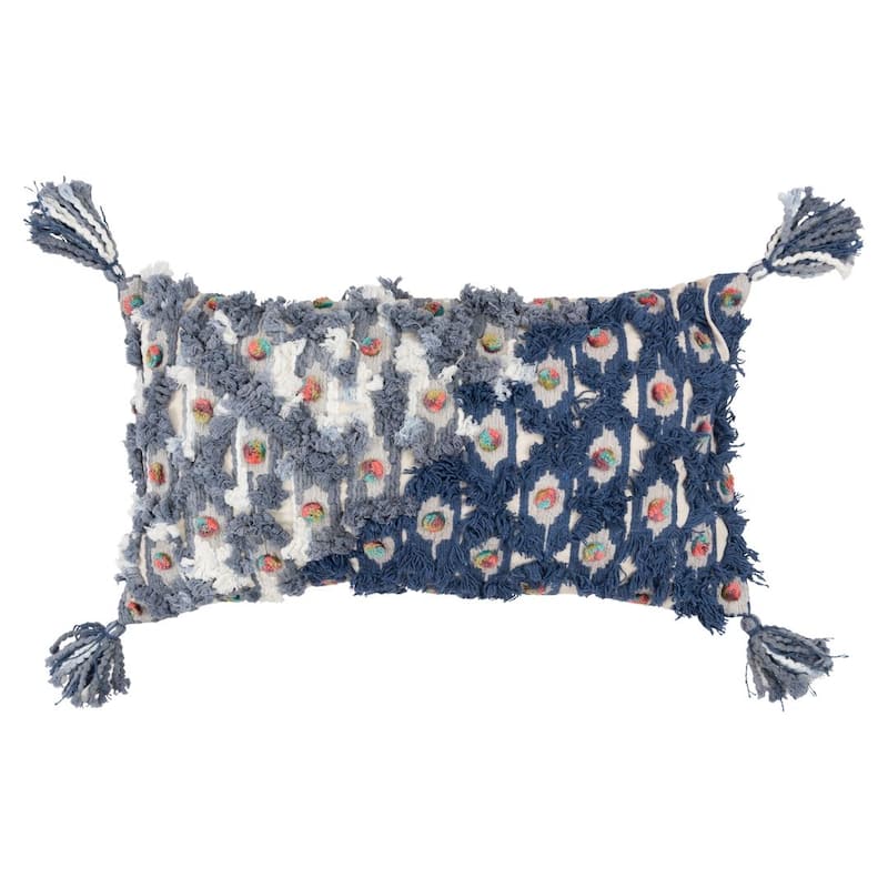 The Curated Nomad Pitai Blue Abstract Lumbar Pillow