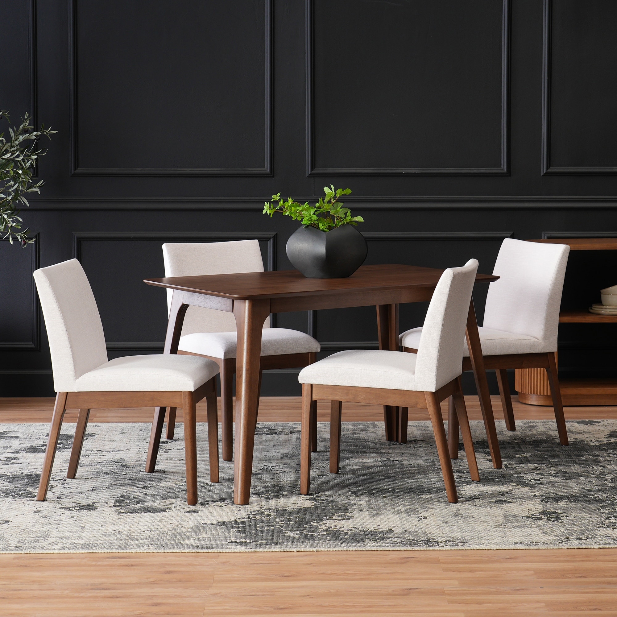 5-Piece Dining Table Set with One Solid Wood Frame Table and 4 Upholstered Chairs for Dining Room