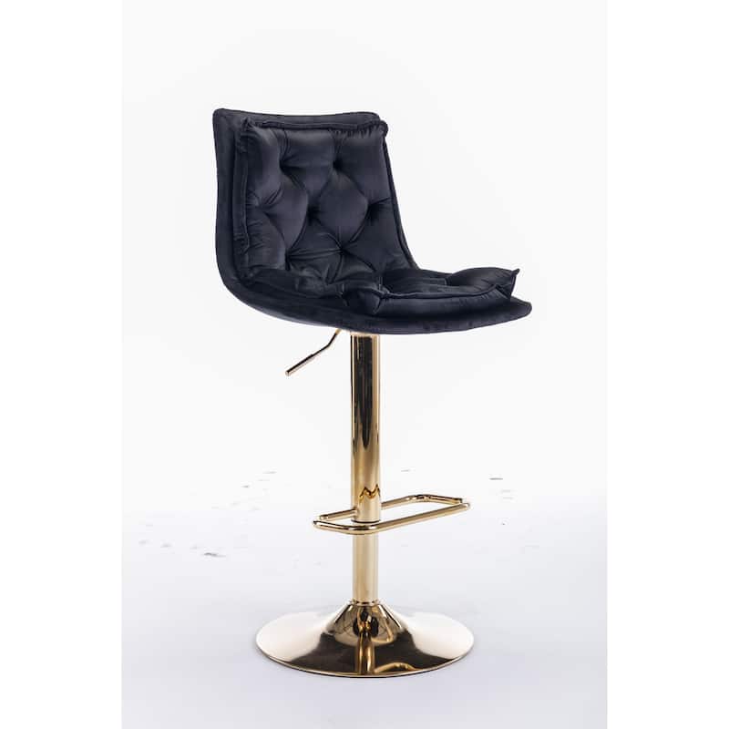 Velvet Swivel Bar Stools Set of 2, Dining Bar Stool with Height Adjustable, Upholstered Kitchen Stools with Footrest聽