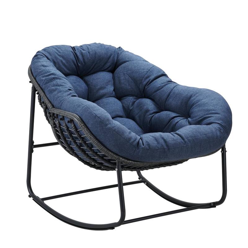 Metal Comfortable Outdoor Rocking Chair with Cushion Water-Resistant