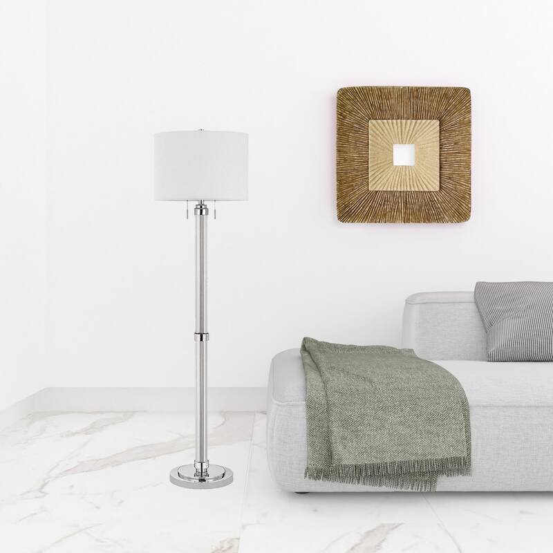60'' Contemporary Traditional Floor Lamp with Polished Chrome Steel Base and White Rectangular Linen Shade - 16" x 16" x 60"