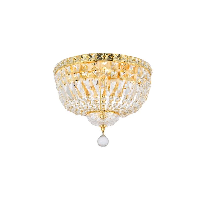 Elegant Lighting 4-light Gold 14-inch Royal Cut Crystal Clear Flush Mount
