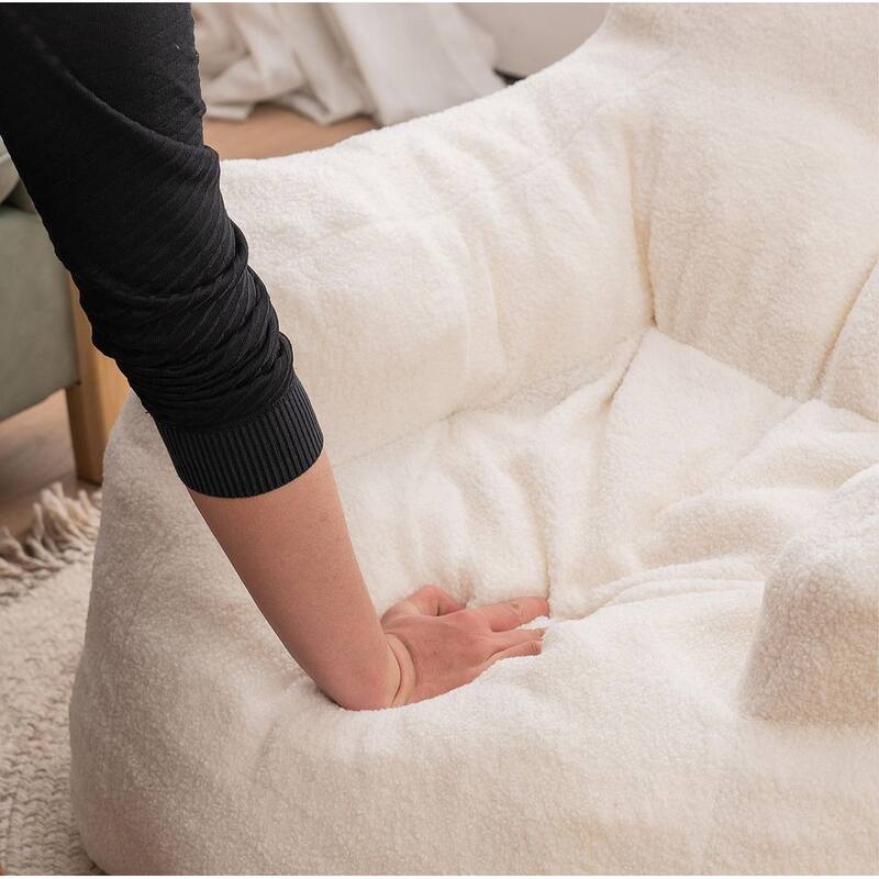 Soft Teddy Cloth Bean Bag Chair Tufted Foam Filling